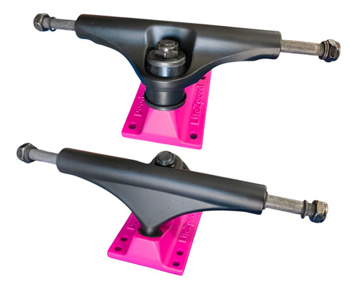 Trucks Skateboard Litezpeed+baleros Abec 9+ruedas 52mm Negro/rosa