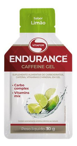 Kit 3x: Endurance Caffeine Carboidrato Gel Limão Vitafor 30g