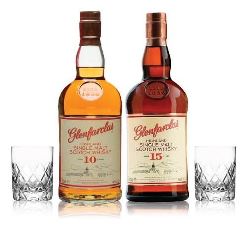 Whisky Set Glenfarclass X2 + 2 Vasos Tallados