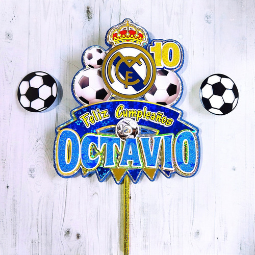 Topper Para Tortas Futbol Real Madrid Personalizado Ocasión