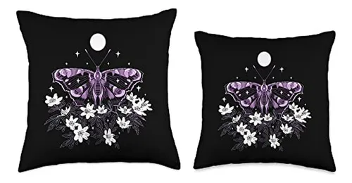 Cozy Butterfly & Anemone Spring Moth Throw Pillow