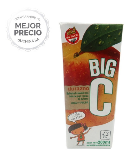 Imagen 1 de 6 de Jugo Big C 200ml Pack X27 Sabor Durazno Suchina Sa