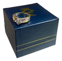 Comprar Anillo Modelo Cintillo Piedra Plata 925 Y Oro Piedra Grande