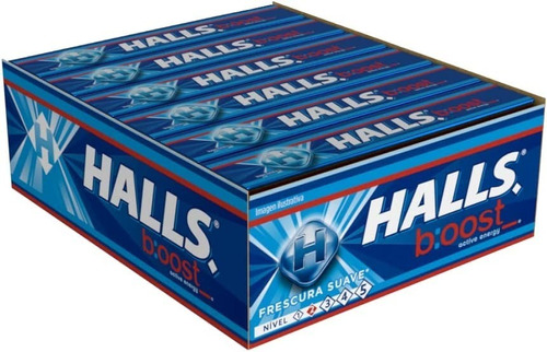 Caja X12 Caramelo Macizo Halls Boost Active Energy Frescura