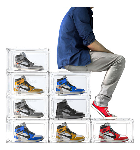Zapateras Apilables Transparentes 10pz Caja Plástica Zapatos Transparente