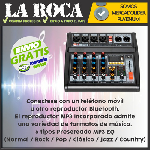 Mixer Interfaz Usb Consola 4 Canales Grabacion Efectos Cuota