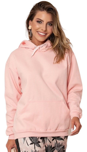 Imagem 2 de 6 de Moletom Canguru Blusa De Frio Flanelada Capuz Liso