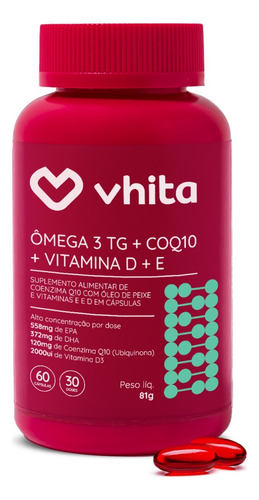 Ômega 3 Vitamina D E Coenzima Q10 60 Cápsulas 3 Em 1