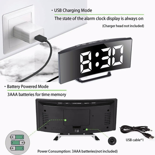 Imagen 4 de 7 de Reloj Despertador Digital Pantalla Led Alarma Luminoso