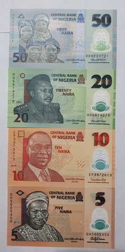 4 Billetes De Nigeria De Polimero Excelente Estado