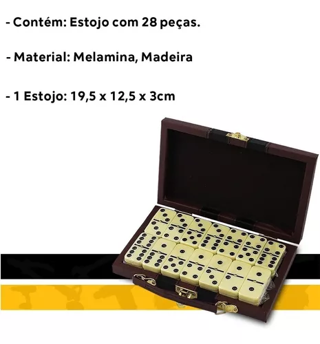 Jogo Domino de Osso Profissional Com Estojo de Madeira 28 Peças