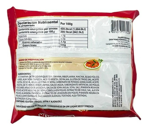 Ramen Coreano Samyang Hot Chicken 2x Spicy Sabor Pollo 140g