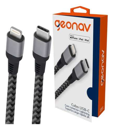 Cabo Usb-c Com Conector Lightning Geonav 1,5m Liuc01