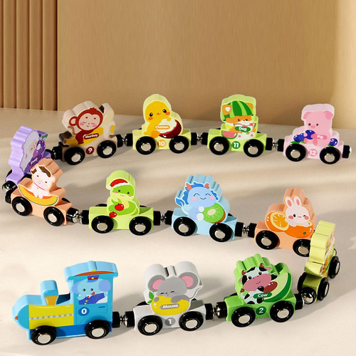 Juego De Trenes De Madera, Vehículos, Juguetes De Zodíaco