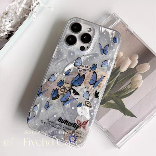 Carcasa Con Forma De Mariposa Azul Y Cadena Para Oppo A3x A6