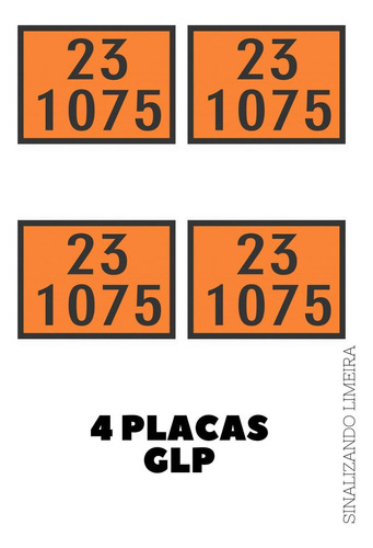 Kit 4 Placas Numerologia Laranja Onu 23 1075 Carga Perigosa