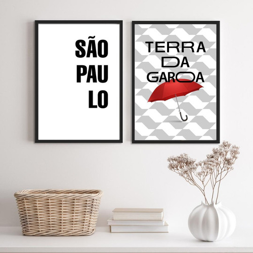 Kit 2 Quadros São Paulo Terra Da Garoa 24x18cm - Com Vidro