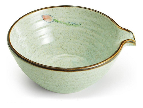 Tigela Matcha De Porcelana Verde Com Bica Para Cozinha E