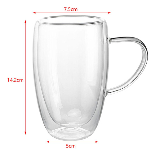 3 Taza De Café De Cristal De Doble Pared Moderna Con Asa