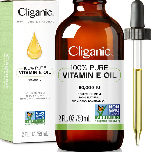 Cliganic Aceite De Vitamina E 100% Puro Para Piel, Cabello Y