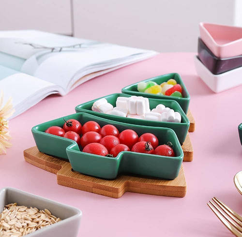 Juego De Platos Verdes Para Árbol De Navidad, Plato De Cerám
