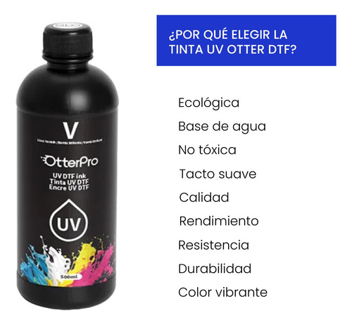 Tinta Para Dtf Uv Otterpro De 500ml (barniz) Tinta Barniz