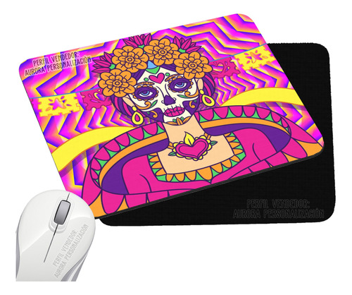 Pad Mouse Rectangular Catrina Calavera Mexicano Halloween 1