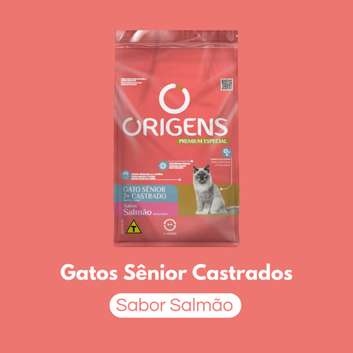 Ração Origens Gato Senior 7+ Castrado Salmão 1kg