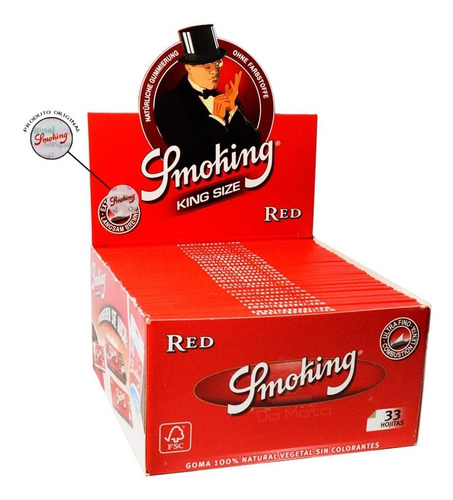 Caixa De Seda Smoking Red King Size Tabacaria Atacado