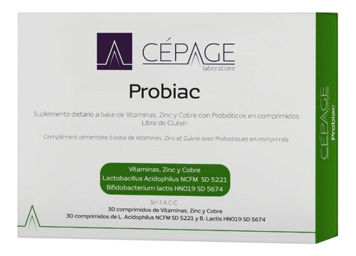 Cepage Probiac Suplemento Dietario Zinc Cobre Probiotico 60u