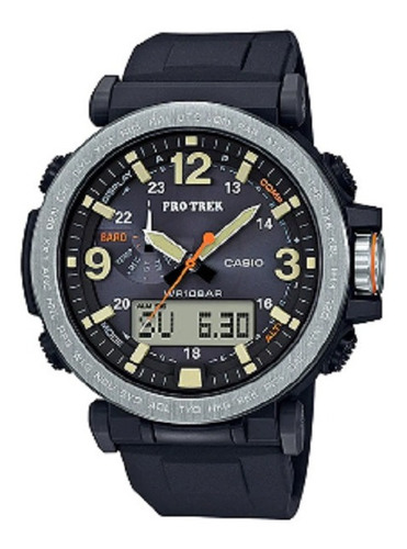 Reloj Casio Protrek Prg 600 1cr, color de la correa: negro, color del bisel: gris, color de fondo: negro