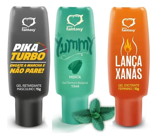 Sexo Excitação Total Pikaturbo + Lançaxanas + Gel Beijável Sabor Menta