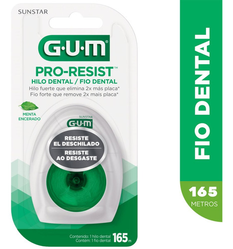 Hilo dental de menta encerado GUM pro resist 165 mm