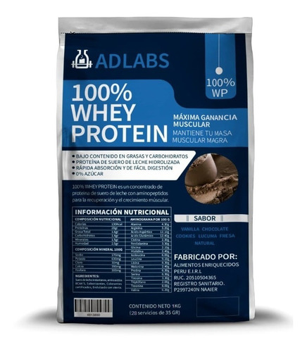 100% Whey Protein Adrenaline Labs 1 Kg Envíos A Todo El Peru