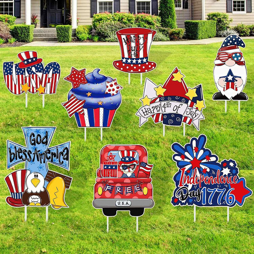 Jetec 8 Pieces 4th Of July Yard Signs Independence Day Patri