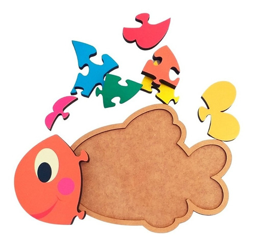 Brinquedo Educativo Madeira Quebra-cabeça Infantil Peixe