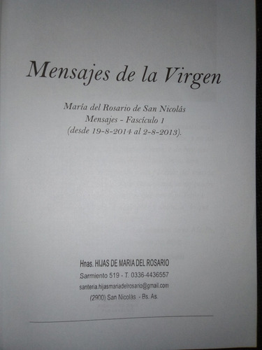 Maria Del Rosario De San Nicolas Mensajes Fasciculo 1