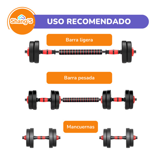 Set Mancuernas Ajustables 40 Kg Barra Y Mancuernas En Uno