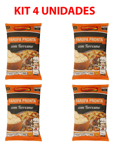 Kit 4 Farofa De Mandioca Temperada Torresmo 250g Saborosa