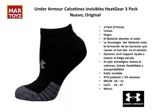 3 Pares de Calcetines Under Armour Heatgear No Show Unisex Negro