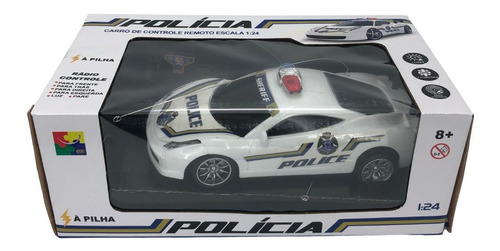 Carro Controle Remoto Polícia 1:24 Branco - Cks Toys K2747p