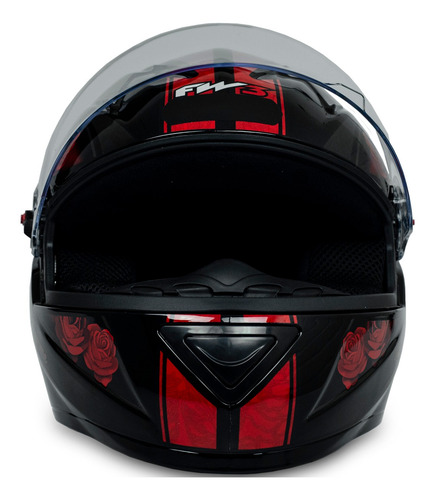 Imagem 3 de 5 de Capacete Com Narigueira Moto Gt Femme Tam 58 Preto Vermelho