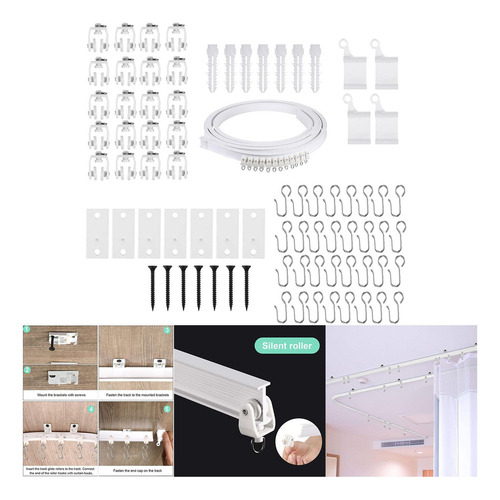 Juego De Rieles Para Cortinas Accesorios 400cm
