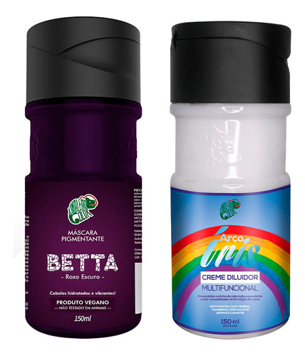  Kit Betta 150ml E Diluidor Arco Iris 150ml Kamaleão Color Tom Roxo Escuro