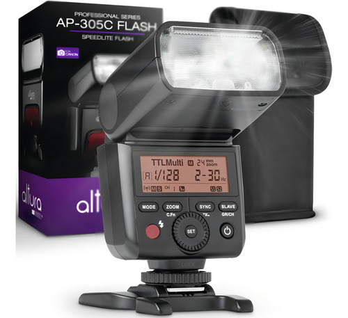 Flash Speedlite Altura Photo Ap-305c Para Canon Eos R R5 R6 R7 R8 Rp 90d 80d 70d Sl3 Rebel T7 T7i T6 T6i 5d 6d 7d M5 M6 M50 M100 M200-2.4ghz E-ttl Luz Para Espejo Dslr Y Dslr Cámara De Cámaras