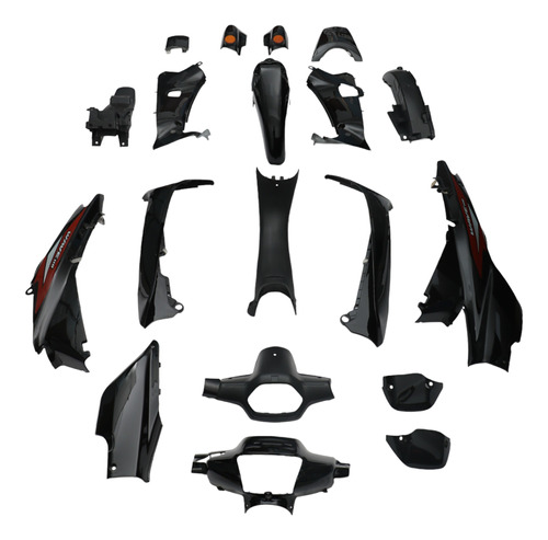 Kit Plasticos Completo Honda Wave Nf 100 2006-2012 Negro Mtc