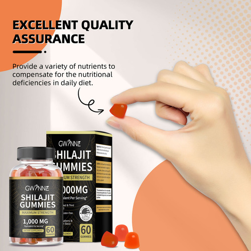 Gwynne Gomitas De Shilajit 60 Unidades 1000 mg Sabor A Frambuesa Y Sandía shilajit ultra