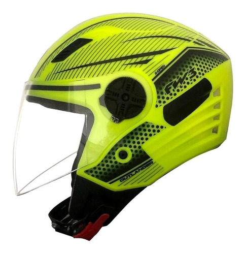 Imagem 2 de 8 de Capacete Aberto Fw3 X Open Neon Amarelo Fluorescente Linhas