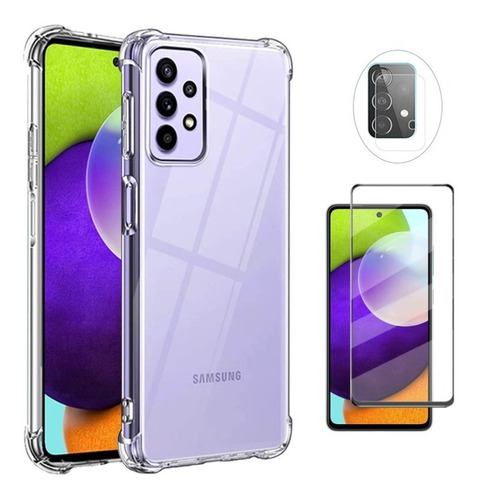 Samsung Galaxy A32 Carcasa Silicona Antigolpes + Vidrio+ Cam