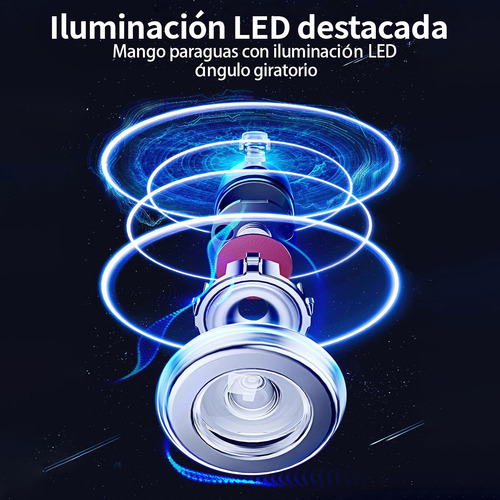 Vanance Paraguas Automatico Anti-uv Apertura Y Cierre Van01216 Paraguas Sombrilla De Bolsillo Con Botón Y Led Rotativo Plegable Grande Protección 2-3 Las Personas Color Negro